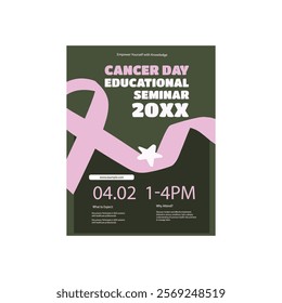 World Cancer Day Flyer Template Flat Design Health care Illustration Editable of Square Background for Social media, Greetings Card or Web Ads