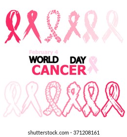 World Cancer Day. General cancer awareness symbol with space for text isolated on white background