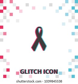 World cancer day  glitch effect vector icon.