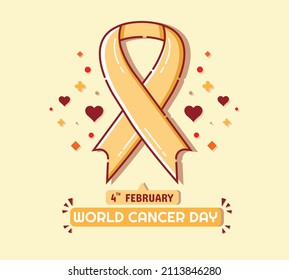 world cancer day greetings with beige background and love decoration. vector illustration. can be used for wallpaper or banner.