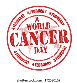 World Cancer Day grunge rubber stamp on white, vector illustration