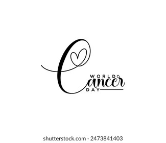 World Cancer Day Handwritten Calligraphy Illustration
