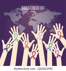world cancer day illustration elements vector color line art