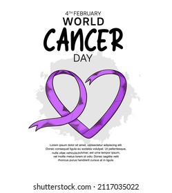 World Cancer Day Illustration Vector Design with purple ribbon for Campaign