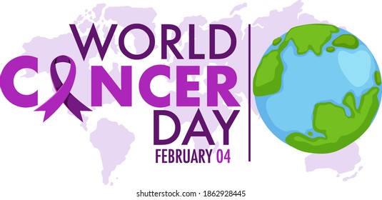 World Cancer Day logo or banner with the globe illustration