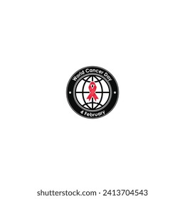 World cancer day logo, circular sticker vector graphics