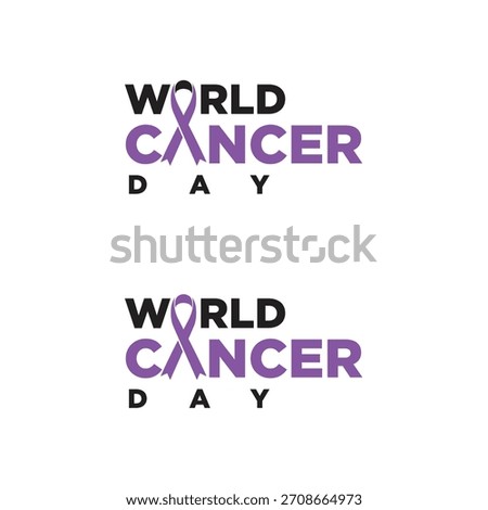 World Cancer Day Logo Vector. World Cancer Day Campaign. Cancer Awareness Ribbon Logo