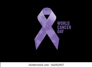 World  Cancer Day with world map Ribbon