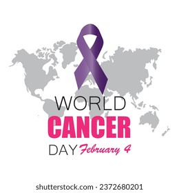 World Cancer day is observed every year on February 4, Vector illustration on white background..eps