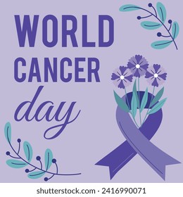 World Cancer day is observed every year on February 4, to raise awareness of cancer and to encourage its prevention, detection, and treatment. Vector illustration