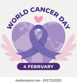 World Cancer day is observed every year on February 4, to raise awareness of cancer and to encourage its prevention, detection, and treatment. Vector illustration
