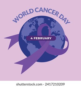 World Cancer day is observed every year on February 4, to raise awareness of cancer and to encourage its prevention, detection, and treatment. Vector illustration