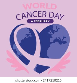 World Cancer day is observed every year on February 4, to raise awareness of cancer and to encourage its prevention, detection, and treatment. Vector illustration