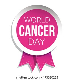 World Cancer Day. Pink ribbon vector