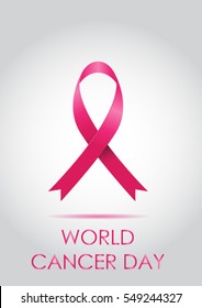 World Cancer Day with pink ribbon  ,vector illustration 