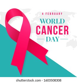 World Cancer Day poster background template design with ribbon symbol vector illustration