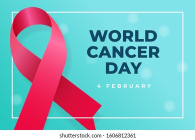 World Cancer Day poster background template design with ribbon symbol vector illustration