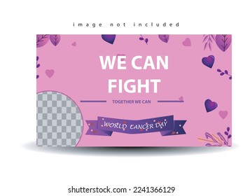 World Cancer Day Poster or banner Template Flat Design Health care Illustration Editable of Square Background for Social media, Greetings Card or Web Ads