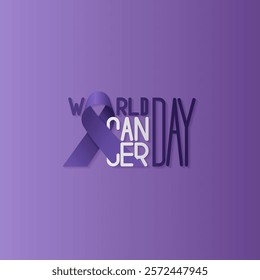 World Cancer Day Poster. February 4, Lavender Ribbon