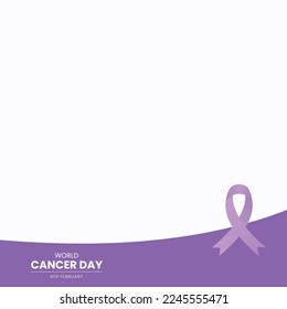 world cancer day poster template with purple ribbon and planet earth vector illustration