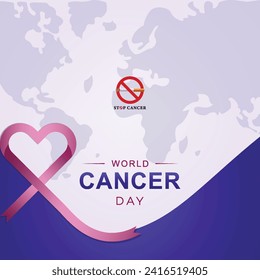 World, Cancer, Day, poster, vector, flat | design | with | Ribbon | happy, world cancer day post,