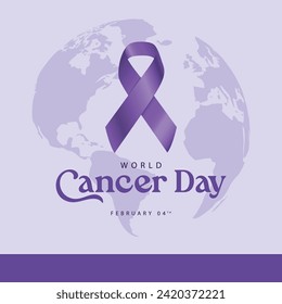 World cancer day. Purple gradient ribbon illustration, On White background. Suitable for greeting cards, social media, web etc