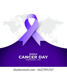 world cancer day purple ribbon concept event poster