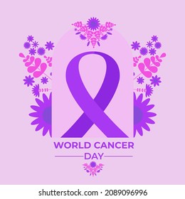 world cancer day purple ribbon illustration design