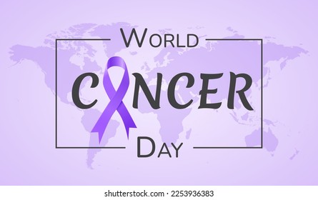 World Cancer Day. Purple ribbon. 