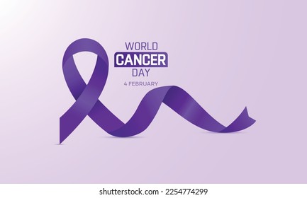 World Cancer Day and Purple Ribbon Banner, World Cancer Day