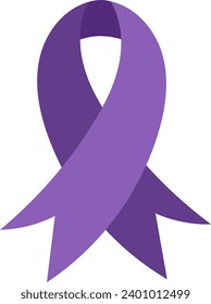 Día mundial del cáncer, cinta morada, icono plano estilizado