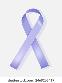 Día Mundial del Cáncer. Cinta de lavanda realista. El 4 de febrero es el Día de Concientización del Cáncer. Vector