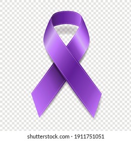 World Cancer Day With Realistic Violet Ribbon Transparent background With Gradient Mesh, Vector Illustration