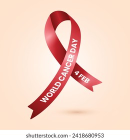 World Cancer Day red ribbon