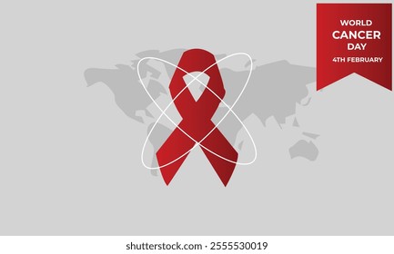 world cancer day ,red ribbon cancer poster