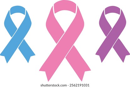 World Cancer day Ribbon pink blue and purple color