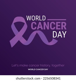 World Cancer Day Ribbon Typography. let's make cancer history. together - World Cancer Day