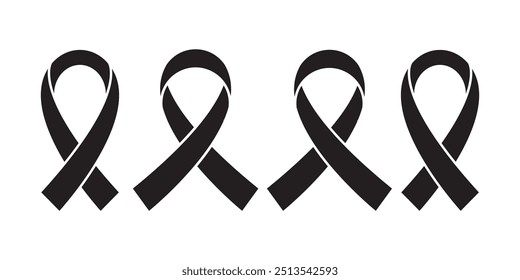 World cancer day sihouette symbol ribbon set