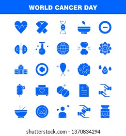 World Cancer Day Solid Glyph Icons Set For Infographics, Mobile UX/UI Kit And Print Design. Include: Hands, Ribbon, Love, Romantic, Report, Love, Romantic, Valentine, Icon Set - Vector