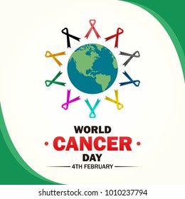 World Cancer day square vector background design for greeting, social media posting, meme, sticker, profile photo design. 4 February international day celebration and greeting vector design