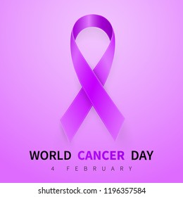 World cancer day symbol, 4 february. Ribbon symbol. Medical Design. Vector illustration.