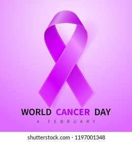 World cancer day symbol, 4 february. Ribbon symbol. Medical Design. Vector illustration.