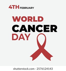 World cancer day symbol 4 February ribbon vector image