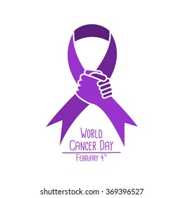 World Cancer Day Template Design. Vector Illustration.Purple Ribbon