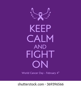 World Cancer Day Template Design. Vector Illustration.Purple Ribbon