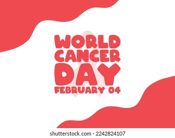 World Cancer Day Text design on abstract background. White and red. February 4. Poster, banner, card, background. Eps 10.