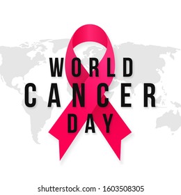 World Cancer Day typography poster template design with world map background vector