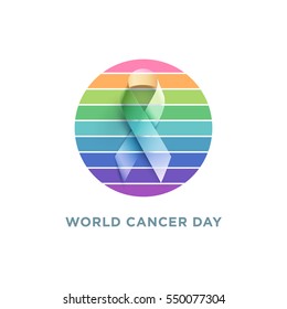 World Cancer Day. Vector awareness ribbon illustration.