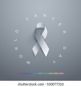 Dia Mundial do Cancro. Ilustração de fita de consciência vetorial.