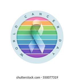 World Cancer Day. Vector awareness ribbon illustration.